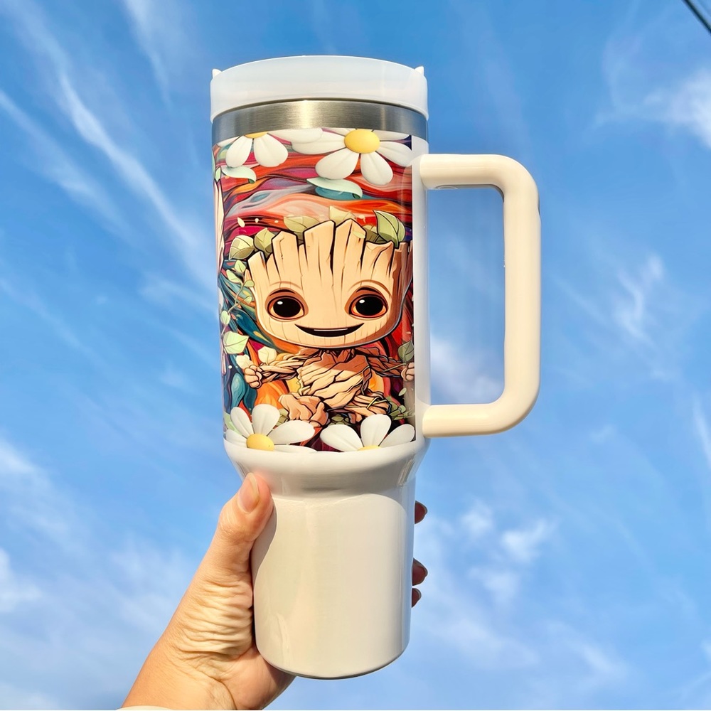 Disney Marvel I Am Groot 40 oz Tumbler/Water bottle/Mug with hand carry handle. - Picture 8 of 12